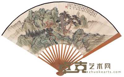 汪声远 汪洛年 1936年作 青山红树 清溪待渔 成扇 